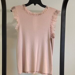 Express Blush Ruffle Sleeve Top
